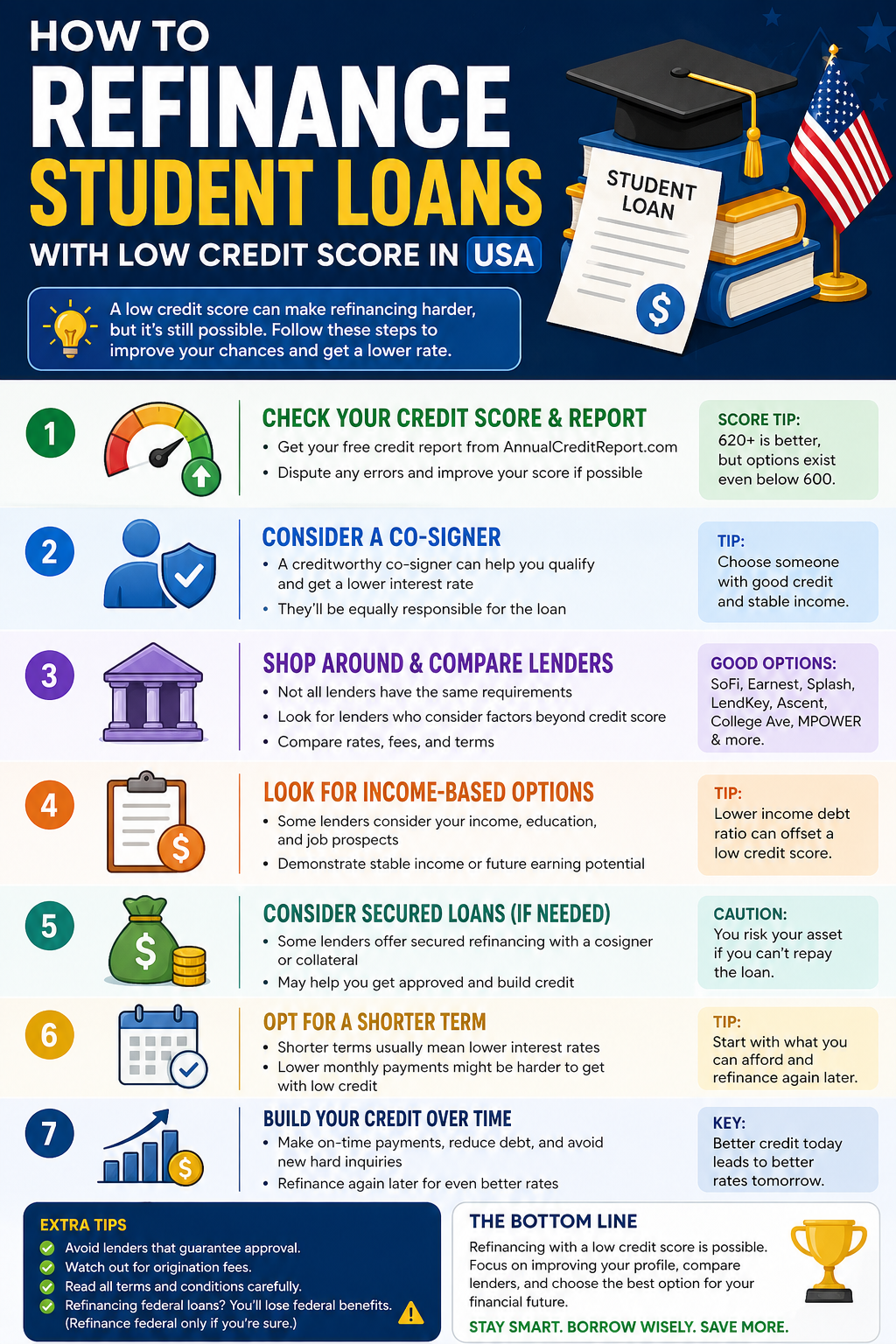 How to Refinance Student Loans with Low Credit Score in USA